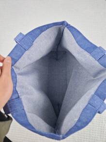 1pc Customized Birthday Flower Text Personalized Canvas Tote Bag, Denim Bag, Large Capacity Shoulder Bag, Casual Canvas Bag For Women, Suitable For Commuting, Shopping, Travel, Dating, Back To School, Gift For Friends, Teachers' Day, Birthday, Anniversary