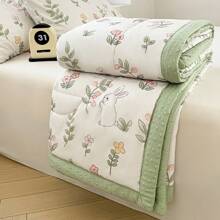 1 件轻质被子，现代聚酯纤维双层纱布泡泡被，夏季降温被子，可机洗，适用于客厅、居家、学生宿舍，单人/双人尺寸 - 淡綠 - 查看 3