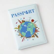 Capa Personalizada de Mapa Cartoon Impresso em Cores, Proteção de Passaporte, Porta-Documentos Multifuncional, Porta-Passagem Aérea, Capa de Passaporte e Tag de Bagagem, Presentes de Festa de Casamento
