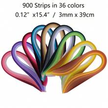 Juego de 900 tiras de papel de quilling de 39 cm de longitud y 3/5 mm de ancho, con gradiente de color, para decoración DIY, regalo, origami y herramientas de quilling para principiantes - Multicolor - Ver 12