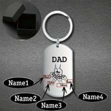 1pc Celebrate Father's Day Mother's Day With A Customized Stainless Steel Keychain (Title Can Be Changed) Engraved With Your Family's Name Or Any Text, Polished Military Pendant Key Necklace, Affordable Gift.