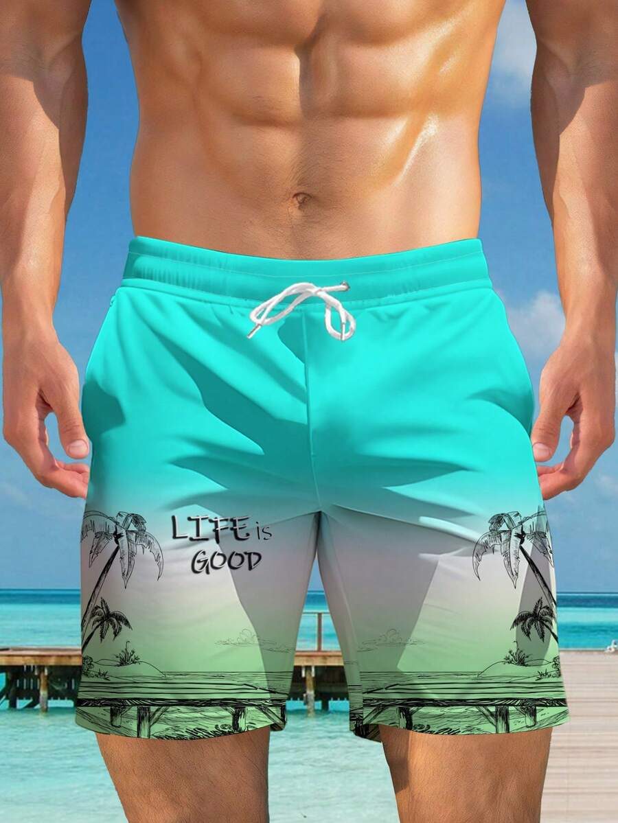 Men's Hawaii Nezha 3D Print Casual Beach Shorts - Quick-Dry, Drawstring Waist, Ideal For Summer Outings - Multicolor - View 1