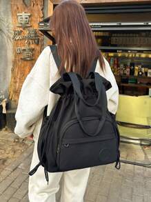 peach tree 大容量多功能桃树尼龙背包，双肩带，手持，肩带，笔记本电脑隔层，干湿分离，纯色，旅行，情侣，情人节，行李袋，节日，健身，学校，商务，礼物，返校，宿舍，万圣节，圣诞节，尖叫包，女士，旅行包，冬季圣诞礼物，与背包配件完美搭配返校必需品 - 黑色 - 查看 4