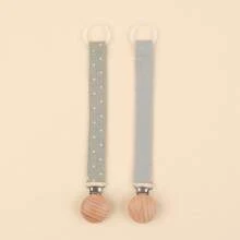 2 piezas Clip personalizado para chupete de bebé con estampado de lunares lindos, patrones personalizados para niños y niñas, clip universal para chupete de bebé, - Multicolor - Ver 13