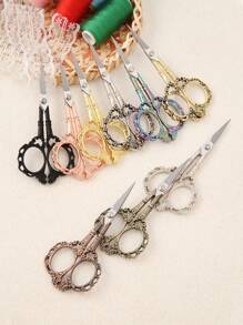 4.7" Petal-Shaped Vintage Sewing Scissors, Sharp Fabric Shears For Crafts, Arts, Yarn, DIY Tools, Eyebrow, Nose Hair & Beard Trimming, Stainless Steel - Multicolor - View 5