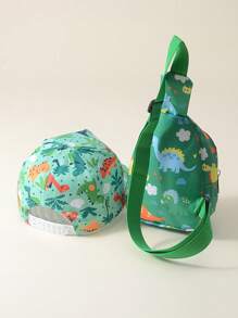 2pcs/Set Unisex Kids Dinosaur Printed Baseball Cap And Crossbody Bag, Suitable For Outdoor, Casual, Travel In Spring, Summer And Autumn, Sun Visor & UV Ion - 2PC - View 9