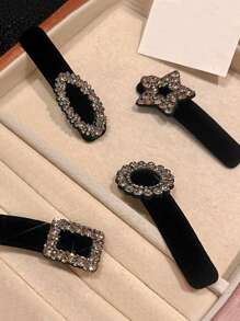 2 Peças Presilhas de Cabelo com Enfeites de Strass Pretos, Adequadas para Lateral, Franja, Parte de Trás da Cabeça e Cabelo de Bebê, Presilhas de Garra Elegantes, Grampos de Cabelo, Material Escolar