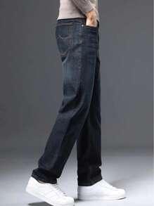 Pantalones casuales rectos regulares para hombres, jeans semi-formales chic para negocios