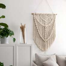 1pc Macrame Wall Art Handmade Woven Lace Tapestry Bohemian Style Colorful Tassel Wall Hanging Decor - Multicolor - View 5