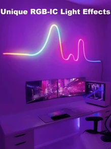 1pc Neon Strip Light, Remote Controlled Adjustable Color Suitable For Bedroom, KTV, Game Room, Party, Bedroom Decor, Waterproof, Birthday Gift, LED Neon Light Strips - Multi-color light - View 3