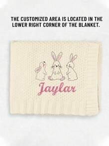 1 pieza Manta bordada con nombre personalizado, manta para carriola de bebé con diseño bordado de conejo, suave y transpirable de punto, manta bordada con nombre personalizado, manta personalizada para sofá, regalo personalizado ideal para aniversario, Pascua, Día de San Valentín, Día de la Madre, cumpleaños, Día del Niño, Día del Padre, boda, graduación, Navidad