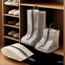 3 Packs Waterproof Boot Storage Bags - Nylon Dustproof Travel Shoe Organizer With Handles - For Men & Women - Reusable Tall Boot Bags, Athletic Shoe Storage Pouches, High-Top Shoe Dust Bags, Lightweight Hanging Shoe Organizers For Entryway Furniture, Home & Kitchen Use,Suitable For Home & Travel Use - Perfect Gift For Travelers - Grey - View 14