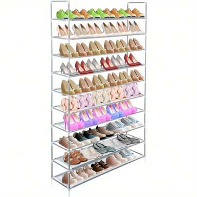 Youyijia Shoe Rack,10Tiers Shoe Storage, 98x27x177cm Tall Shoe Rack,Large Shoe Rack,Storage Shelves Holds 50 Pairs Of Shoe Organiser Shelf For Home Hall Living Room Hallway Bedroom
