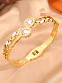 1 Chiếc Vòng Tay Lá Hai Đầu Bằng Thép Không Gỉ Thời Trang Thanh Lịch Trang Sức Đại Diện Thích Hợp Cho Đeo Hàng Ngày Thích Hợp Cho Mọi Dịp - Nhiều màu - Xem 2