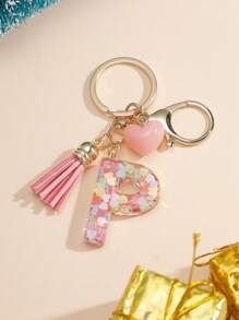 1pc Creative Keychain With 26 English Alphabet, Kids Backpack Accessories, Butterfly Letter Charm Keyring For Girls - Pink - View 18