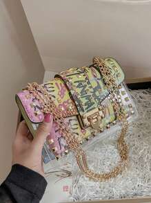 New Transparent Shoulder Messenger Handbag Small Square Bag, Summer - Multicolor - View 5