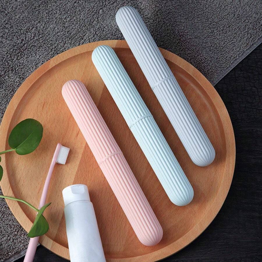 1 pieza Estuche portátil para cepillo de dientes, Soporte para cepillo de dientes de plástico estilo nórdico para viajes, temporada de volver a la escuela - Multicolor - Ver 1