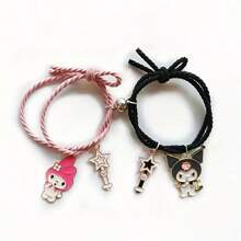 Sanrio Vriendschapsarmband met karakter - set van 2 stuks met Kuromi en ik-smaakontwerp, magnetische sluiting, anime-geïnspireerde armband met hanger van een stel en een beste vriend
