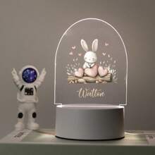 1pc Custom Bedroom Decoration, Custom Easter Bunny Love Creative Style, Custom Light Plate, 3D Light Illusion LED Nightlight, Warm Light Birthday Gift Party Gift Table Lamp Nightlight, Custom Name Creative Light Plate, Custom Personalized Name Nightlight, Christmas Gift, Gift For Family And Friends, Creative Gift Christmas Gift, Custom Nightlight, Custom Party Decoration, Custom Lighting.
