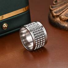 1pc Men's Domineering Knuckle Ring With Imitation Zirconia Stainless Steel Ring, Suitable For Daily Wear, Gift For Party, Holiday, Birthday, Anniversary