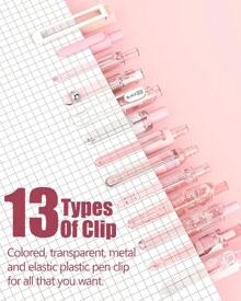 Four Candies 14Packs Pastel Gel Ink Pen Set, Cute Retractable 0.5mm Fine Point Pen, Note Taking Aesthetic Pens, 12 Packs Black Ink Pens With 2Pack Highlighter, Smooth Writing Pens For School, Office (Pink) Back To School