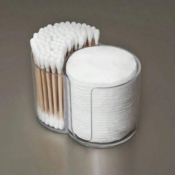 1 Pc Tips Holder, Bathroom Cup Toothpick Dispenser, Q-Tips Round Paper Cup Toothpick Storage Box, Bathroom Accessory Storage Box, Vanity Makeup Storage Box Set