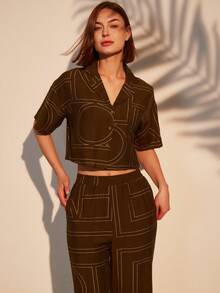 Print Short Shirt & Pants Two Pieces Set