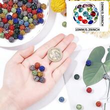 Perles de strass de 10 mm pour l'artisanat, 10/30/60 pièces en couleurs mélangées, perles rondes brillantes Shamballa boule disco en vrac, perles de cristal étincelantes fantaisie en argile pour la création de colliers, bracelets, boucles d'oreilles et décoration DIY