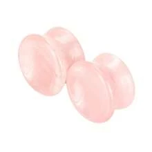 2 piezas de dilatadores de oreja de cuarzo rosa cóncavo, exclusivos para chicas encantadoras - Expansor de orejas de cuarzo rosa - Ver 7