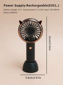 AOYI 1pc Rechargeable 500mAh Eyelash Battery Operated Portable Handheld 3-Speed Adjustable LED Light Outdoor Cat Ear Mini Fan - 彩色 - 查看 6