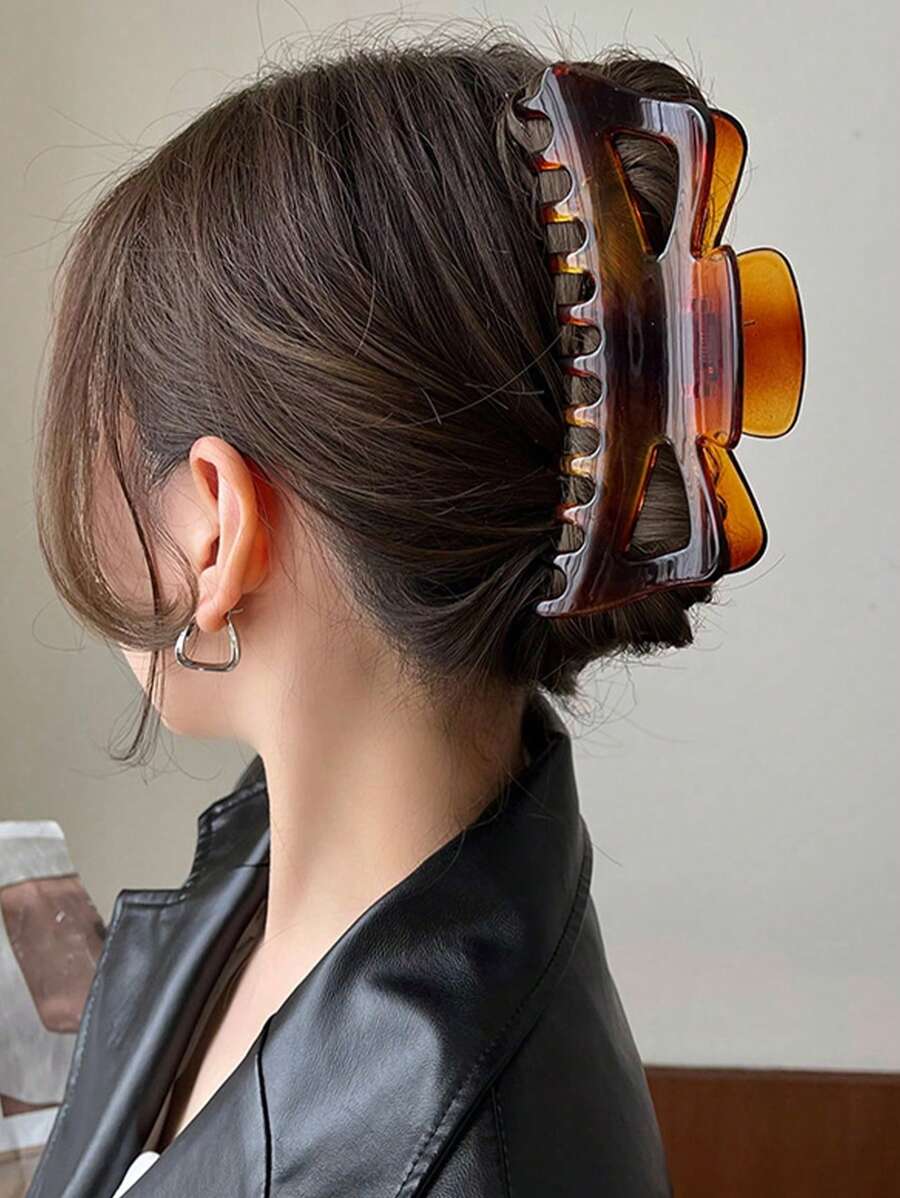 1pc/2pcs/3pcs Set Of New Oversized French Slouchy Hair Claw Clips For Women Fall Winter Hair Clip Hair Accessories For Women For Vacation Outfits Woman - Coffee Brown - View 1