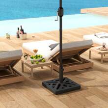 Outsunny Garden Parasol Base, 15kg HDPE Outdoor Umbrella Stand Parasol Stand With Cut-Out Design, Sun Umbrella Base For Deck Poolside, Black - Black - View 7