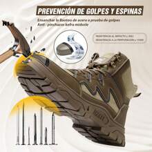 Men's And Women's Safety Shoes, Steel Toe Sneakers, Breathable And Lightweight Safety Work Shoes - 棕色 - 查看 2