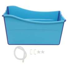Rainaut Large Foldable Bathtub For Collapsible Bathtub Portable Bath Tub Lightweight For Adult, Capacity: About 150L/39.63ga, 97*47cm/38.19*18.5in, Bathroom Decor Summer Back To School - Blue - View 2