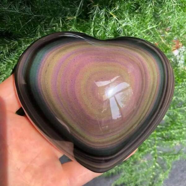 1pc Unique Rainbow Obsidian Heart - Polished Carved Pieces - Suitable For Parties, Home Decoration - Preferred For Holiday Gifts And Personal Collection