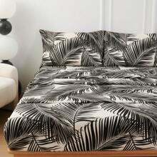 Farfallarossa Bedruckter Bettwäschesatz - 3/4 Teile beinhalten Spannbettlaken, Bettlaken, 1/2 Kissenbezüge - ultra-weiche gebürstete Mikrofaser - tiefe Taschen - knitterarm, verblassungs- und schrumpfresistent - pflegeleicht - perfekt für Schlafzimmer, Studentenwohnheim, Gästezimmer, Hotel, Wohnmobil und Airbnb - Bananenblätter - Übersicht 7