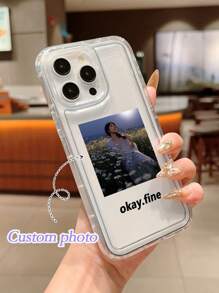 1 pieza Funda inflable personalizada con foto compatible con iPhone 16 Pro Max, funda protectora a prueba de golpes personalizada compatible con iPhone 13/14/15
