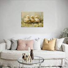 1pc Framed Canvas Poster Easter Baby Chicks Wall Art Canvas Paintings Ideal Gift For Bedroom Living Room Corridor Wall Art Wall Decor Room Decoration Ready To Hang
