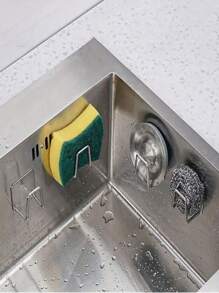 1 件批发不锈钢海绵沥水架，即剥即贴，水槽海绵架，壁挂式，洗碗架 - 彩色 - 查看 5