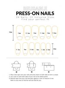 Actualice instantáneamente su aspecto con 24 piezas de uñas postizas de cubierta completa con diseño 3D de mariposas para uñas de forma de ataúd corto. Kit de suministros para uñas. uñas falsas uña falsa uña acrílica - Multicolor - Ver 6