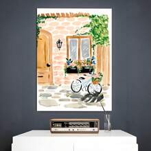 1pc Framed Canvas Poster Cute House, Summer Chic Wall Art Canvas Paintings Ideal Gift For Bedroom Living Room Corridor Wall IcArt Wall Decor Room Decoration