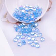 24pcs 8mm Iridescent Glass Crystal Heart-Shaped Beads, Faceted Heart Loose Beads For Necklace, Bracelet, DIY Jewelry Craft, Clothing And Gift Accessory
