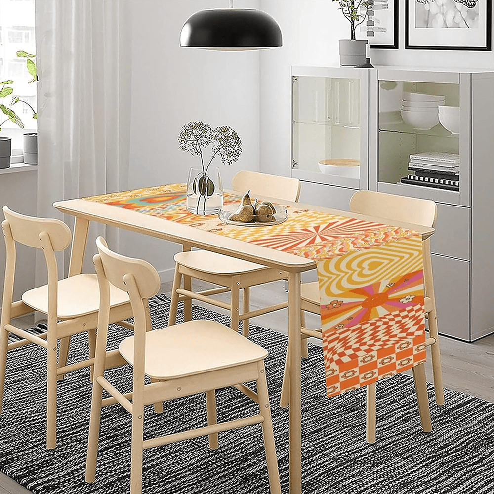 1 szt. Retro 70s Floral Obrus, Modny Wzór Kwiatowy, Nadaje Się Do Dekoracji Stołu Kuchennego, Wiosna