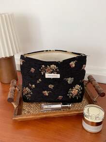 1 Pieza/Set Bolsa de maquillaje con estilo floral multifuncional para almacenamiento de cosméticos, cuidado de la piel, crema de manos, aceite labial, esmalte de uñas, monedas, toallas sanitarias, pequeños artículos, con cierre de cremallera, estilo retro. Bolsa de maquillaje, estuche de maquillaje, neceser de viaje, organizador de cosméticos, regalo para buenos amigos, regalo del día de la madre, regalo de boda para dama de honor