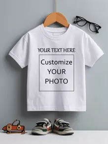 Kustomisasi Pola yang Dipersonalisasi, Kustomisasi Teks yang Dipersonalisasi, Foto Kustom Anak Anda/Foto Grup/Hewan Peliharaan/Pemandangan, Kustomisasi Pola Ulang Tahun/Ulang Tahun Pernikahan/Hari Raya, Kustomisasi Seragam Tim/Pakaian Luar Ruangan/Seragam Kelas, Kaos Anak Perempuan Lengan Pendek Leher Bulat yang Dipersonalisasi untuk Musim Semi/Panas, Hadiah Hari Raya, Kustomisasi Hadiah Ulang Tahun, Kaos Budaya. - Putih - View 1