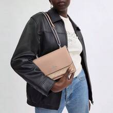 Coach Mini Claire Crossbody Bag, Women's Small Square Bag, Chain Bag, Shoulder Bag, Women's Gift - Sand and Pink - View 3