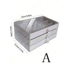 1pc Jewelry Organizer Box, Earring Holder, Trinket Drawer Storage Case, Dustproof Jewelry Display Box For Dresser