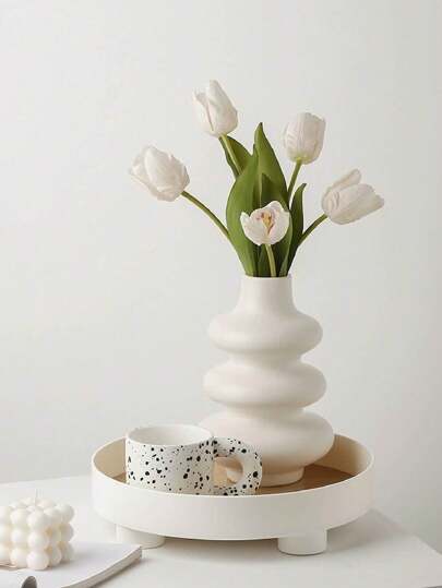 Piece Of Nordic Ins Circle Ceramic Vase Home ation, Creative Living Room TV Cabinet Porch Flower Arrangement ation Ornaments Birthday Graduation Glass view 6