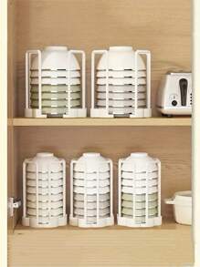 1/3pcs Expandable Kitchen Storage Rack With Drainage - Plastic Dish Rack, Cup Holder, And Utensil Storage, Suitable For Countertops And Outdoor Gatherings