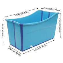 Rainaut Large Foldable Bathtub For Collapsible Bathtub Portable Bath Tub Lightweight For Adult, Capacity: About 150L/39.63ga, 97*47cm/38.19*18.5in, Bathroom Decor Summer Back To School - Blue - View 1